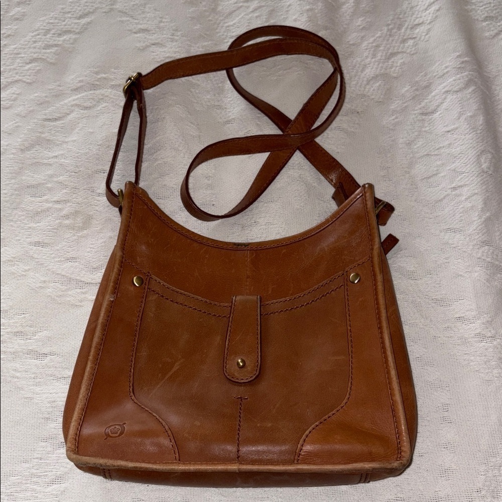 Gently Loved Born Tan Leather Crossbody Bag